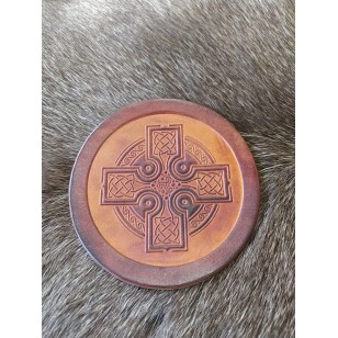 Leather Coaster Celtic Cross Pair